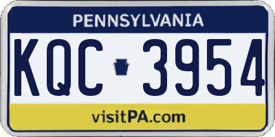 PA license plate KQC3954