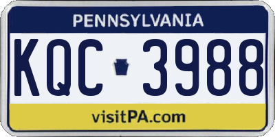 PA license plate KQC3988