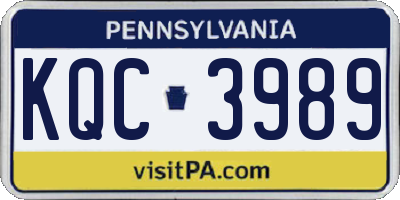 PA license plate KQC3989