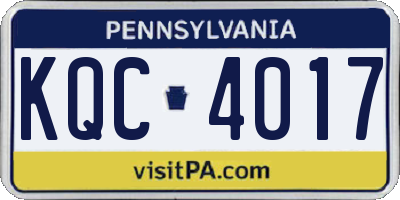 PA license plate KQC4017