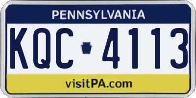 PA license plate KQC4113