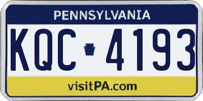 PA license plate KQC4193