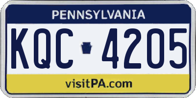 PA license plate KQC4205