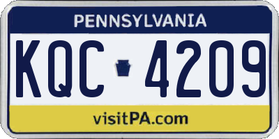 PA license plate KQC4209