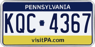 PA license plate KQC4367