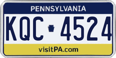 PA license plate KQC4524
