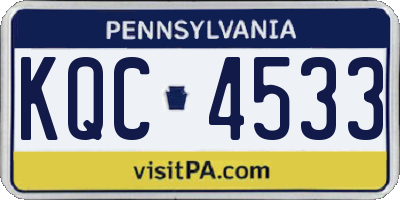 PA license plate KQC4533