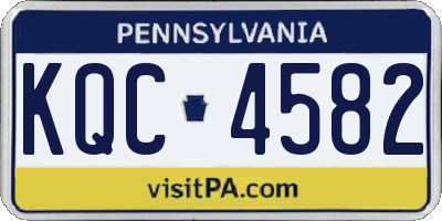 PA license plate KQC4582