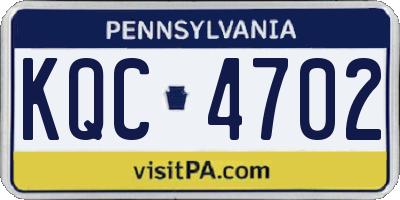 PA license plate KQC4702