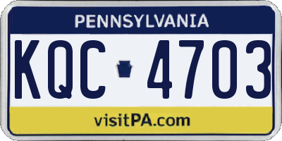 PA license plate KQC4703