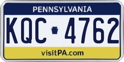 PA license plate KQC4762