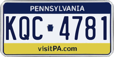 PA license plate KQC4781