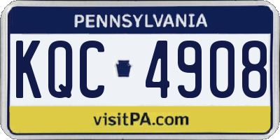 PA license plate KQC4908