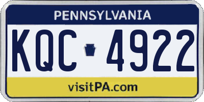PA license plate KQC4922