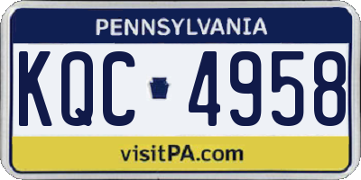 PA license plate KQC4958