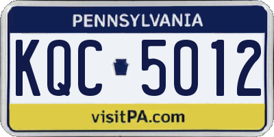 PA license plate KQC5012