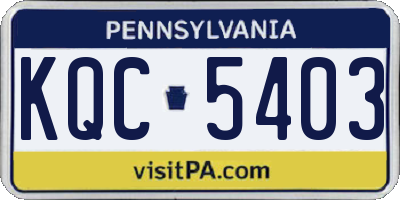PA license plate KQC5403