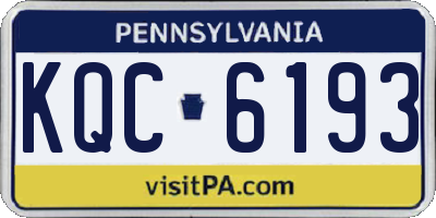 PA license plate KQC6193