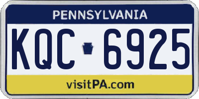 PA license plate KQC6925