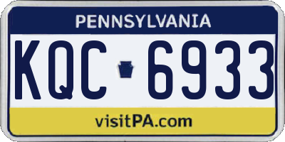 PA license plate KQC6933