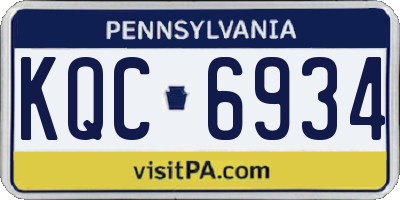 PA license plate KQC6934
