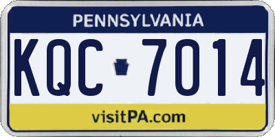 PA license plate KQC7014