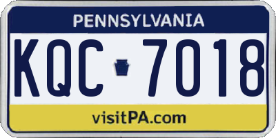 PA license plate KQC7018