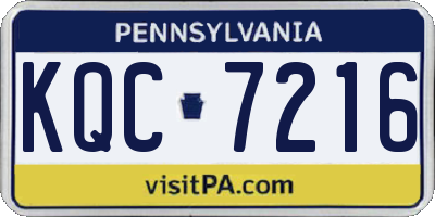 PA license plate KQC7216