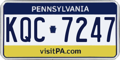 PA license plate KQC7247
