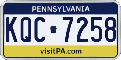 PA license plate KQC7258