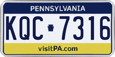PA license plate KQC7316