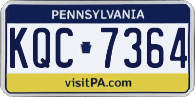 PA license plate KQC7364