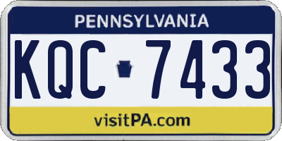 PA license plate KQC7433