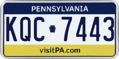 PA license plate KQC7443