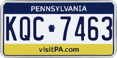 PA license plate KQC7463