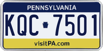 PA license plate KQC7501