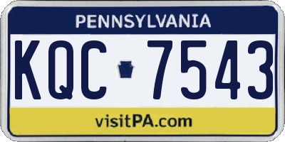 PA license plate KQC7543