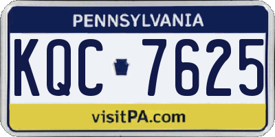PA license plate KQC7625