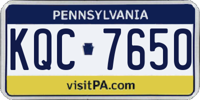 PA license plate KQC7650