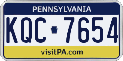 PA license plate KQC7654