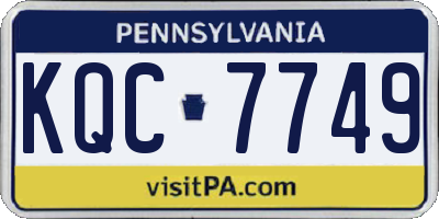 PA license plate KQC7749