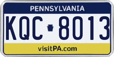 PA license plate KQC8013