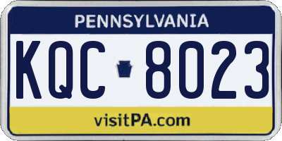 PA license plate KQC8023