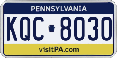 PA license plate KQC8030