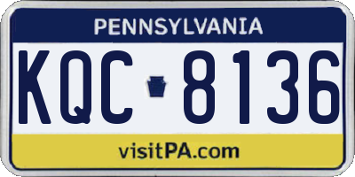 PA license plate KQC8136