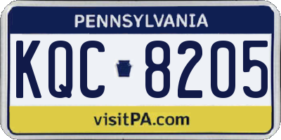PA license plate KQC8205
