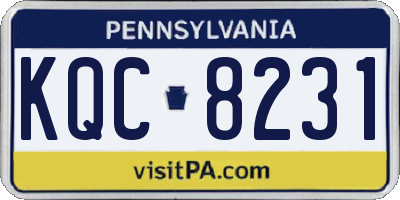 PA license plate KQC8231