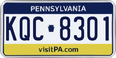 PA license plate KQC8301