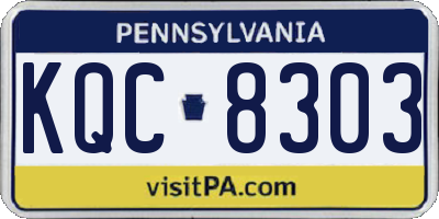 PA license plate KQC8303
