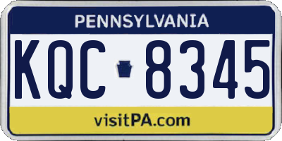 PA license plate KQC8345